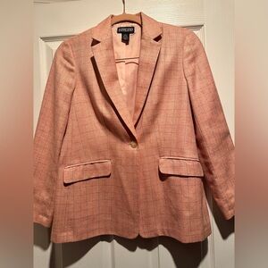 Lands' End Women's Academia Wool/Silk/Linen Pink Window Pane Plaid